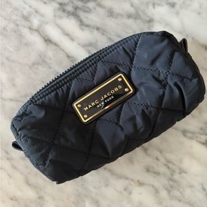 Marc Jacobs black quilted makeup cosmetic bag pouch